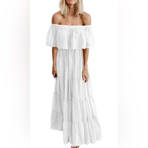 Elegant White Off-Shoulder Maxi Dress